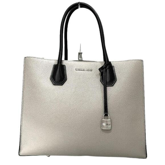 Michael Kors Mercer Large Grey Pebbled‎ Leather Tote Crossbody Satchel - Picture 9 of 16
